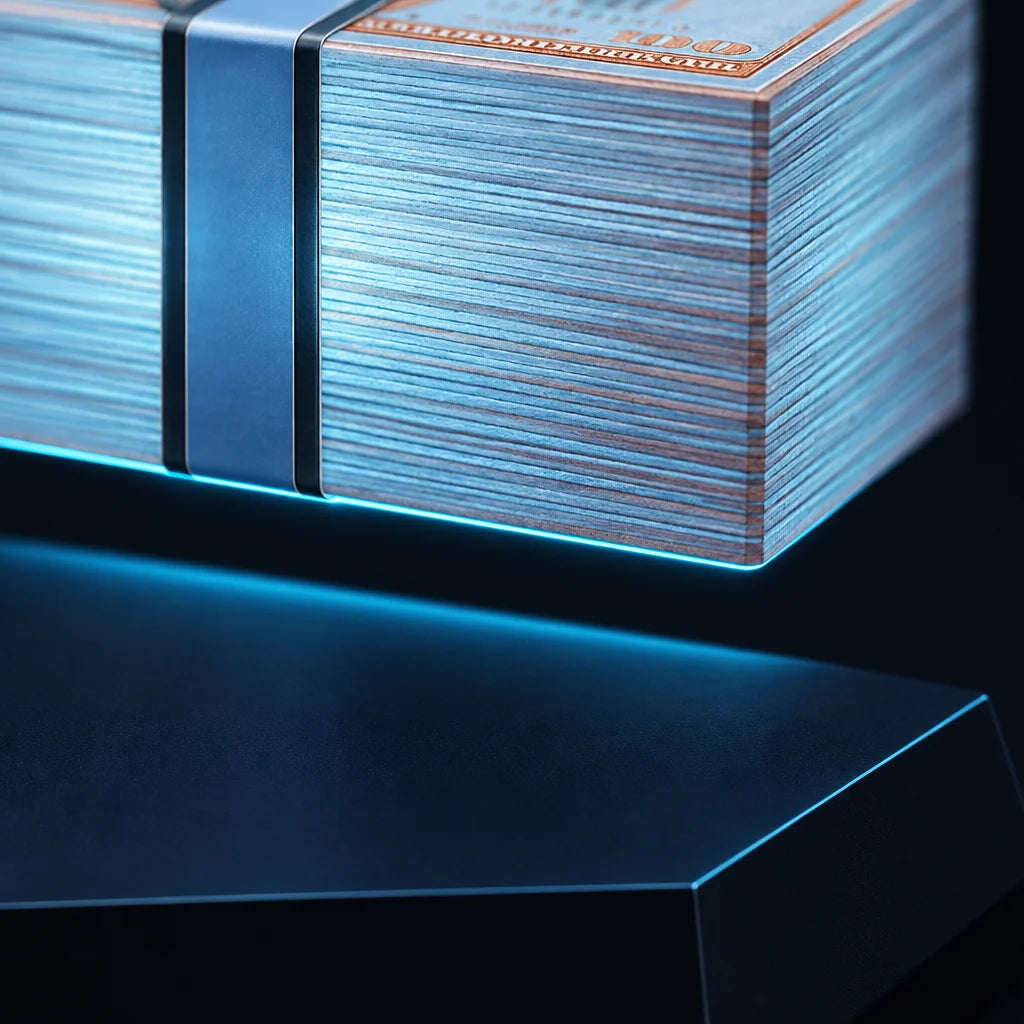 A tight macro photograph of the exact reference lamp’s levitation point: the lower edge of the strap