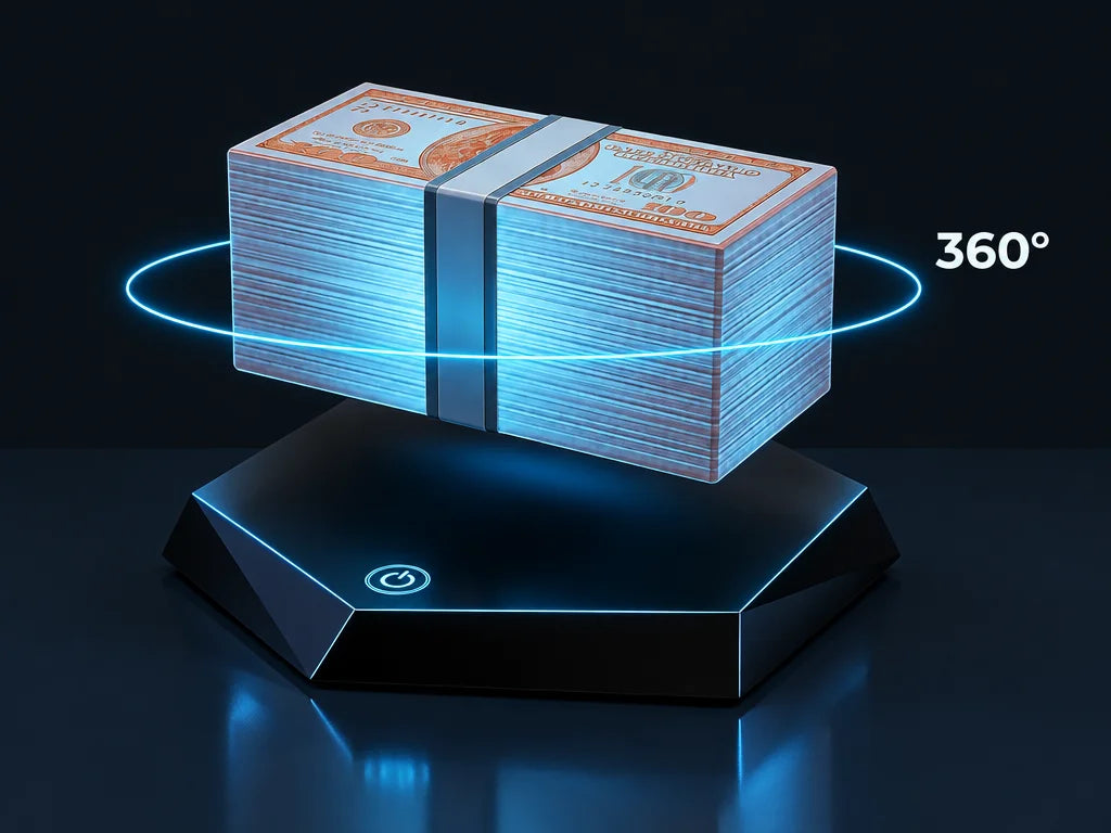 A technical product graphic on a deep near-black #11151C field: the exact reference lamp is shown la
